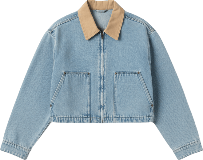 Women's Crop Denim Zip Front Barn Jacket