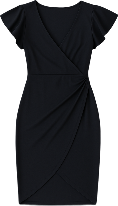 Women's V-Neck Ruffle Sleeve Knee Length Dress