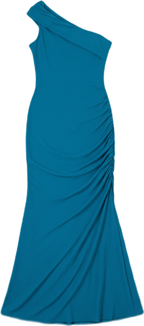 Women's Formal One Shoulder Rouched Mermaid Maxi Dress