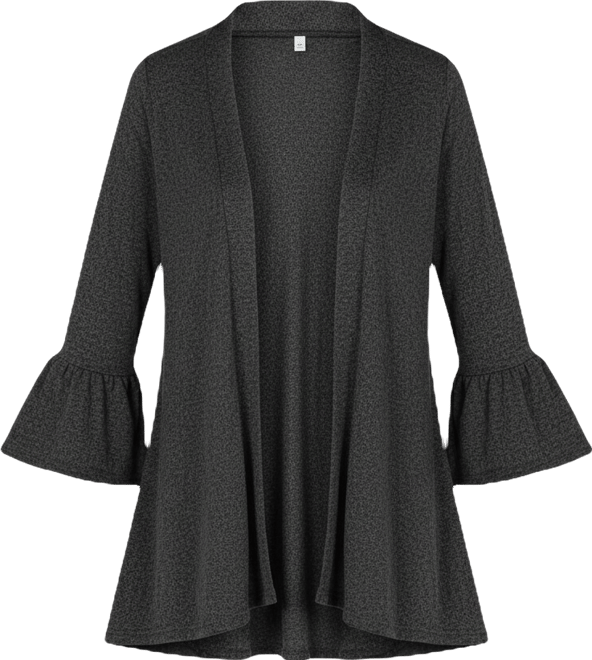 Women's Knit Three Quarter Bell Sleeve Open Cardigan Sweater
