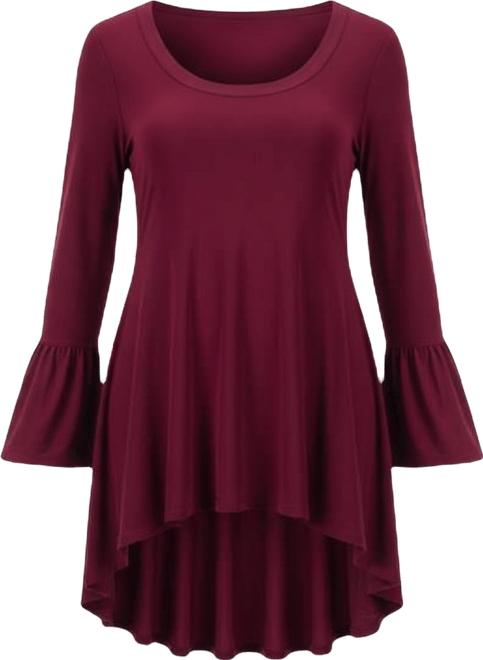 Women's Long Bell Sleeve High Low Tunic Top