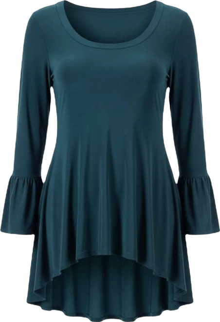 Women's Long Bell Sleeve High Low Tunic Top