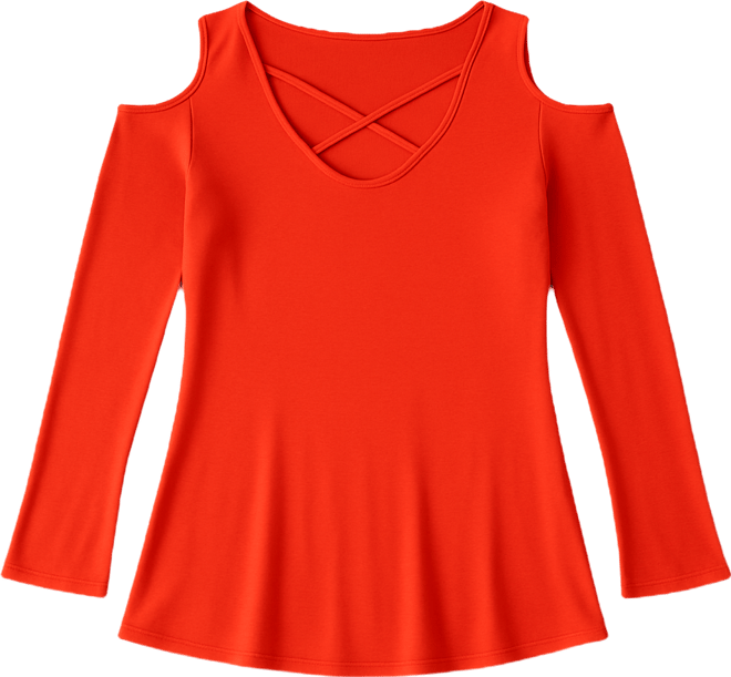 Women's Criss-cross Cold Shoulder Long Sleeve Top