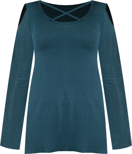 Women's Criss-cross Cold Shoulder Long Sleeve Top