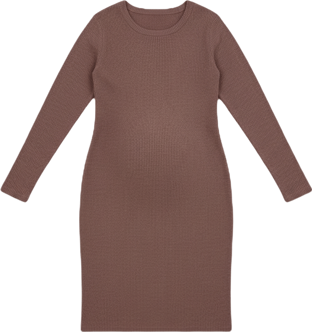 Maternity Ribbed Knit Long Sleeve Dress