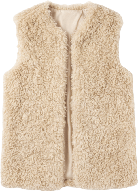 Women's Curly Faux Fur Borg Gilet