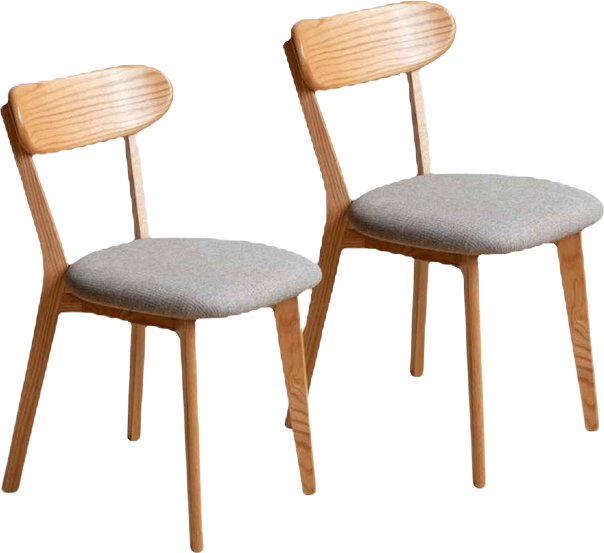 Oak Dining Chair, Set of 2 (North American, Natural Wood