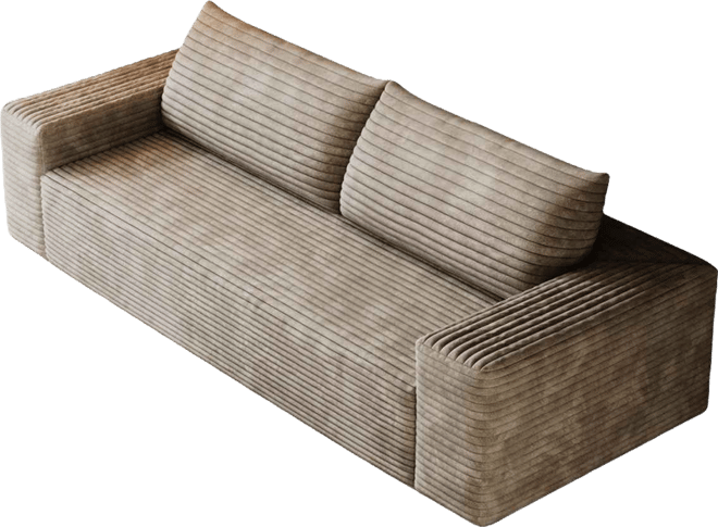Camel 63" Corduroy Sofa Deep Seat Loveseat No Assembly Required