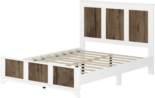 Wooden Platform Queen Bed with Plywood Slats