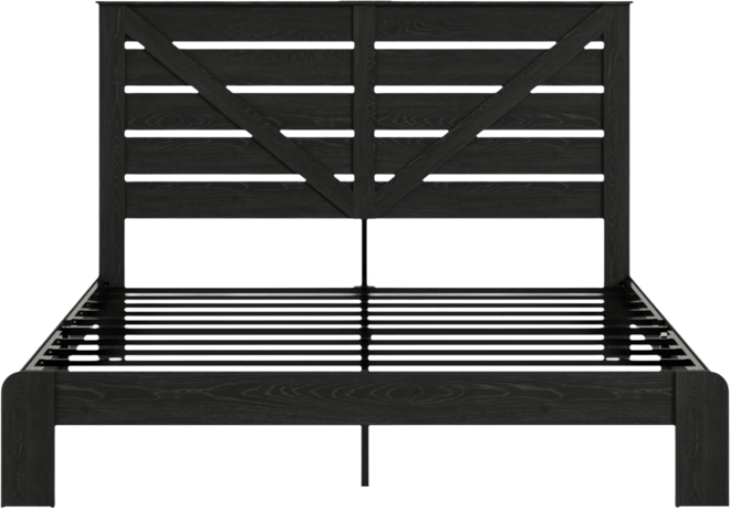 King Wood Platform Bed Frame, Noise Free, Easy Assembly, Under Bed Storage, Black