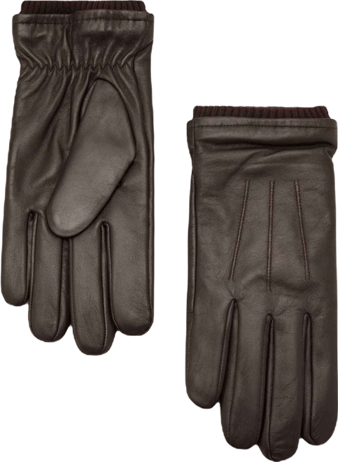 Men's Ruffled Detail Leather Gloves