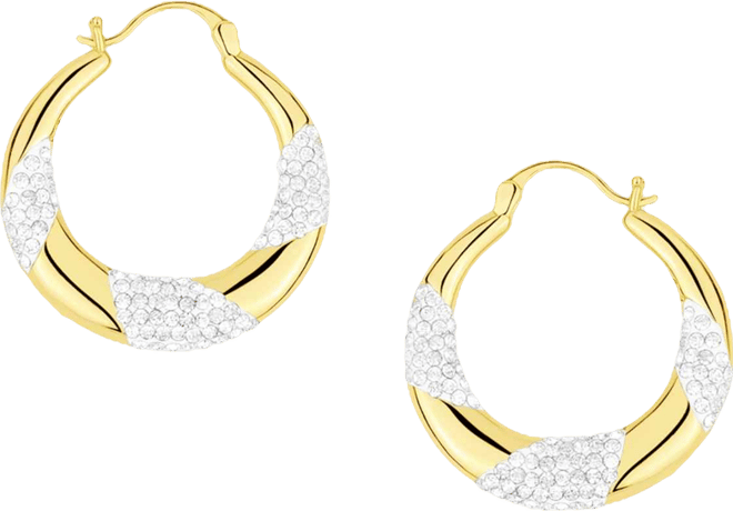 Crystal 18k Gold Plated Brass Twist Hoop Earrings, Macy's Exclusive