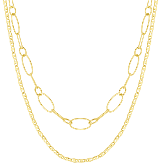 18k Gold Plated Brass Short Long Necklace, Macy's Exclusive