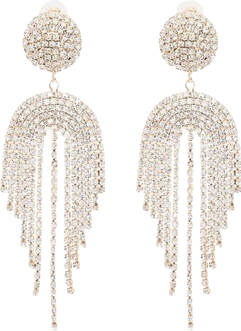 Women's Silver Bling Cluster Drop Earrings