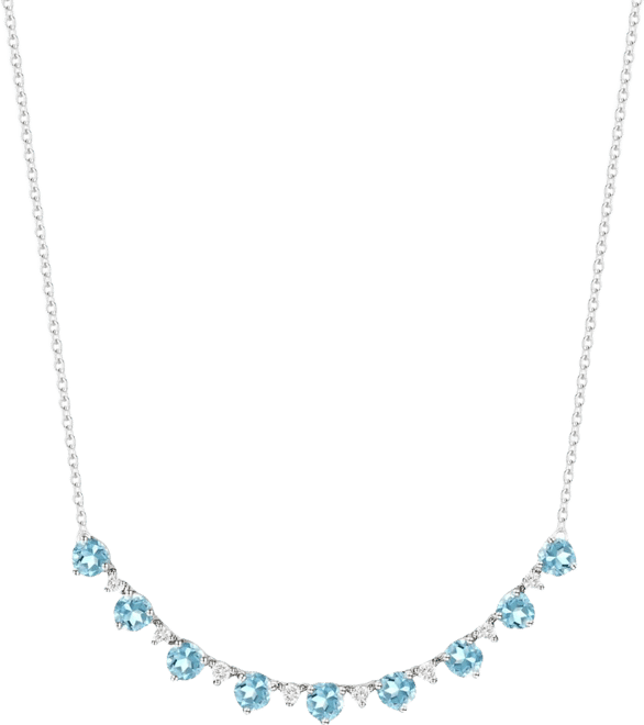 Blue Topaz (2-3/4 ct. t.w.) & Lab-Grown White Sapphire (3/8 ct. t.w.) Necklace in Sterling Silver