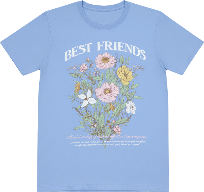 Juniors' Best Friends Flower Crewneck Short-Sleeve T-Shirt