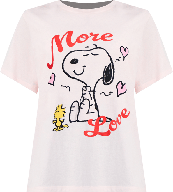 Juniors' Snoopy Valentine's Day Crewneck Graphic T-Shirt