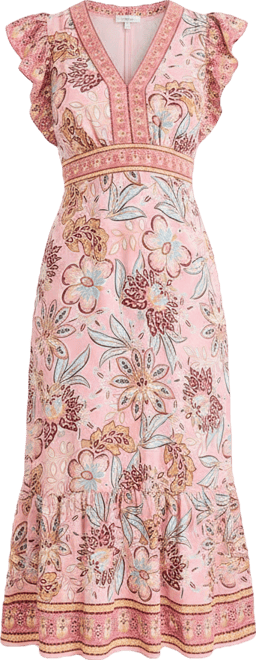 Women's V-Neck Flutter Sleeve Dress