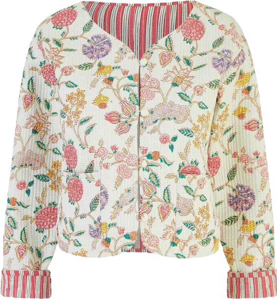 Women's Floral Reversible Cotton Quilted Jacket