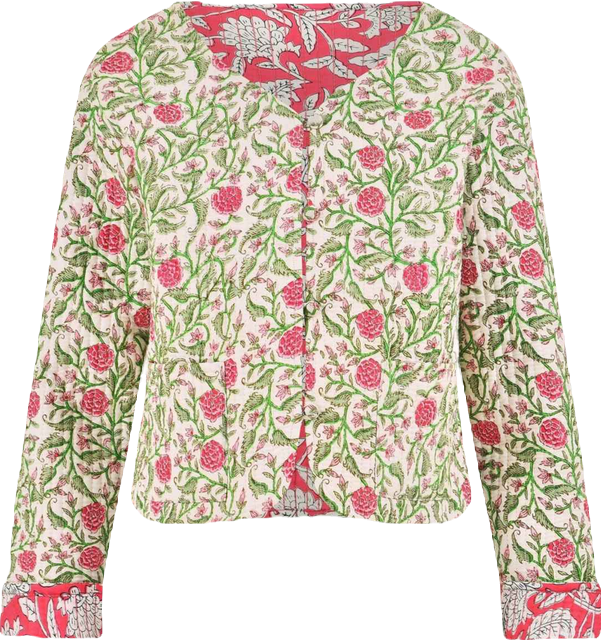 Women's Floral Reversible Cotton Quilted Jacket