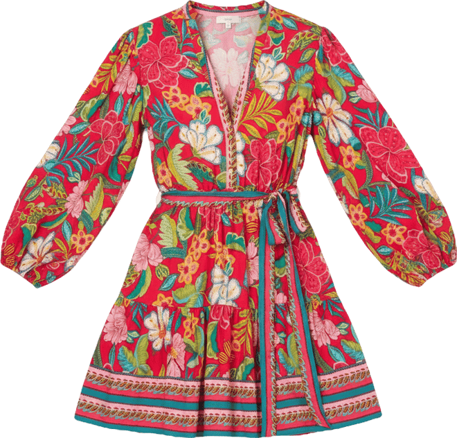 Women's Printed V-Neck Short Dress