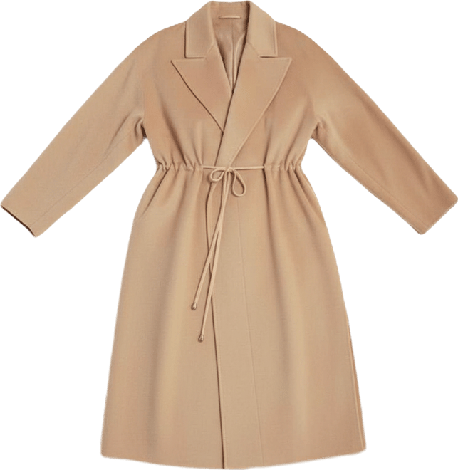 Women's Cashmere Tie Waist Lapel Coat