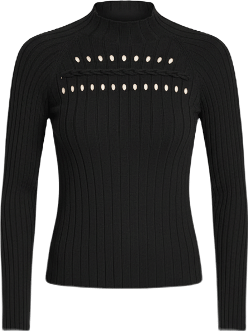 Women's Long-Sleeve Cord Detail Rib Sweater