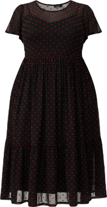 Plus Size - Heart Flocked Mesh Midi Dress - Torrid