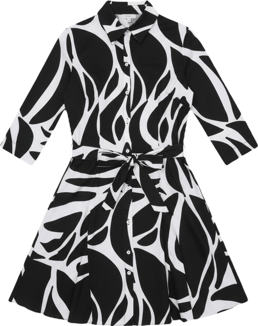 Petite Printed Fit and Flare Shirtdress