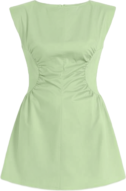 Women's Boat Neck Gathered Detail Short Dress