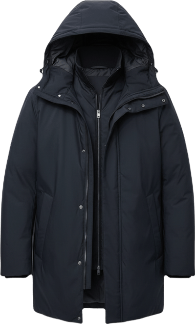 Men's Detachable Water-Repellent Quilted Parka