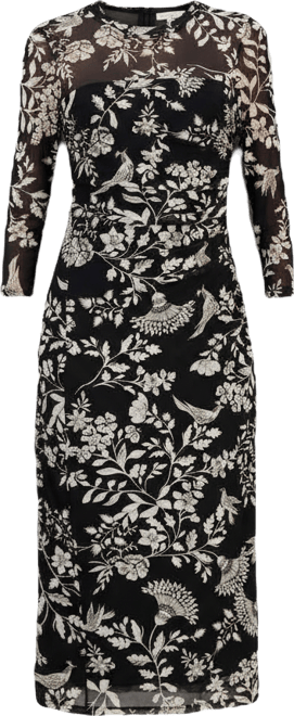 Women's Side-Ruched 3/4-Sleeve Midi Dress