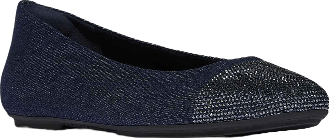 Women's Delicato Crystal Cap-Toe Denim Ballet Flats
