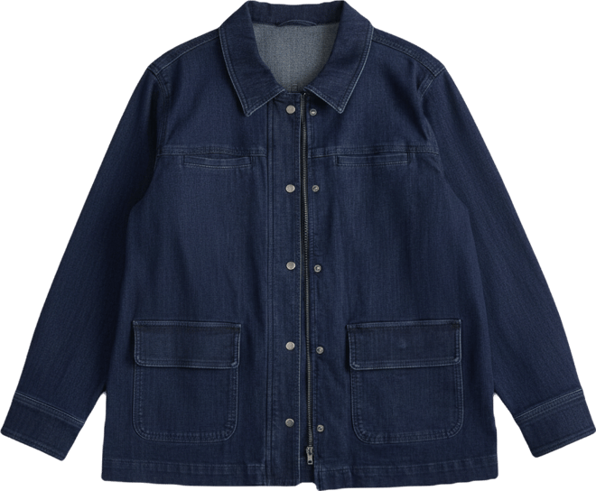 Plus Size Denim Utility Jacket