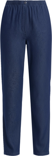 Women's Plus Size Straight-Leg All-Cotton Denim Pull-On 7-Day Elastic-Waist Jeans