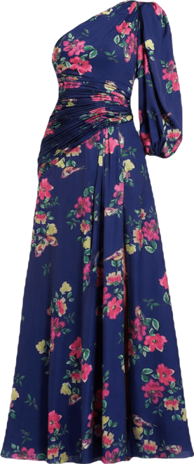 Women's Ieena Plum Floral Print One Sleeve Gown
