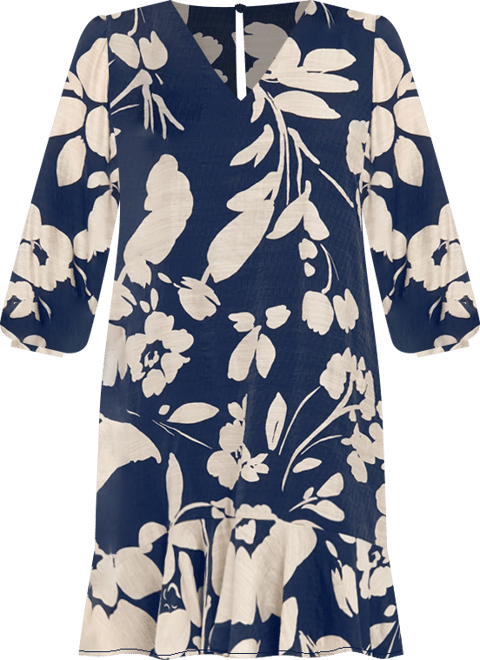 Plus Size Floral-Print Ruffled-Hem Shift Dress