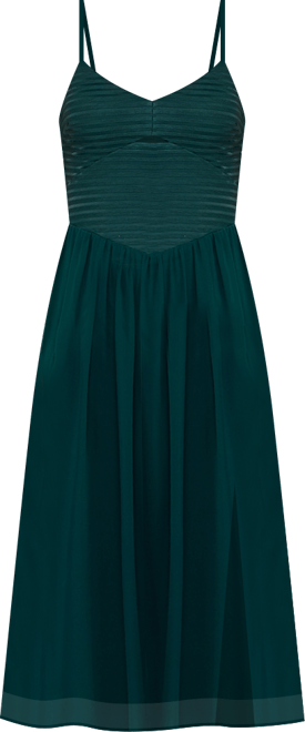 Juniors' V-Neck Shirred Midi Dress