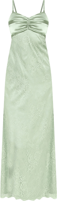 Juniors' satin ruched-bust maxi dress