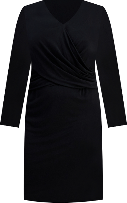 Plus Size Drape-Front Long-Sleeve Sheath Dress