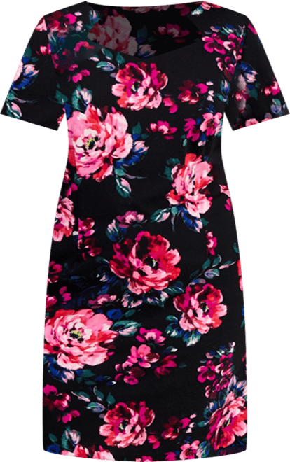 Plus Size Printed Cutout-Neck Scuba Sheath Dress