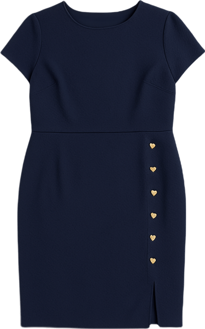 Plus-Size Short-Sleeve Button-Skirt Sheath Dress