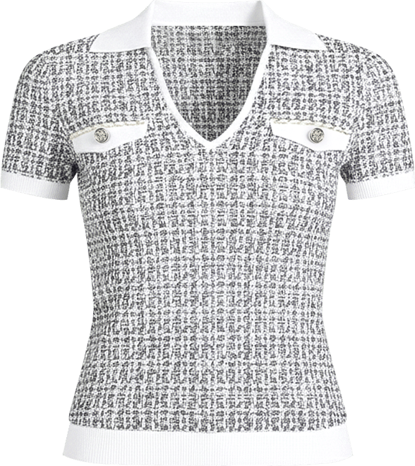 Women's Short-Sleeve V-Neck Collar Annabelle Sweater