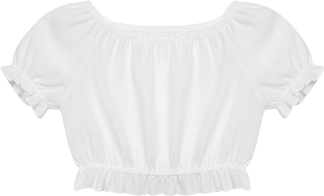 Women's Issa Linen Cropped Ruffled-Edge Top