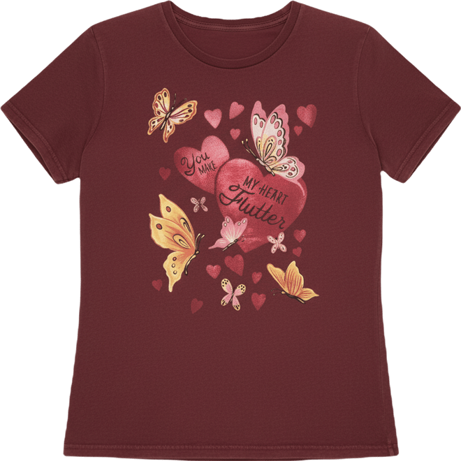 Women's Heart Flutter Boyfriend Crewneck T-Shirt