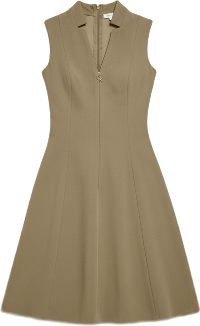 Women's Collared V-Neck Knee-Length Dress
