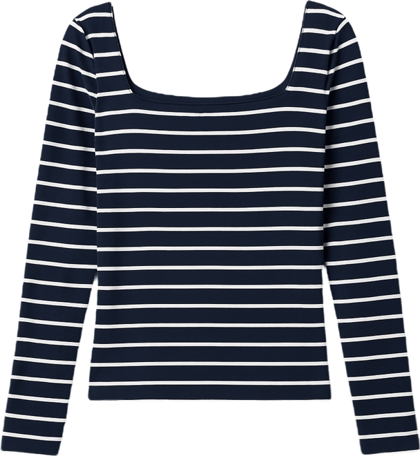 Women's Chrystle Square-Neck Striped Long-Sleeve Top