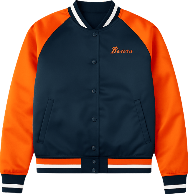 Women's Navy/Orange Chicago Bears Satin Full-Snap Vintage Varsity Jacket