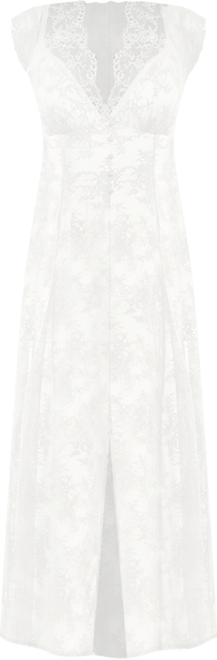 Women's Shapewear Boho Floral Lace Front Slit Maxi Dress