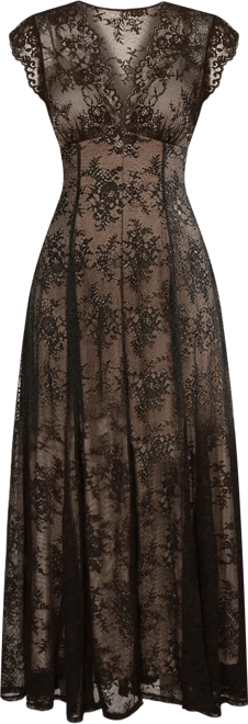 Women's Shapewear Boho Floral Lace Front Slit Maxi Dress